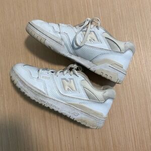 New Balance 550 White Beige Leather Low Top Sneakers BBW550BK Womens 10.5